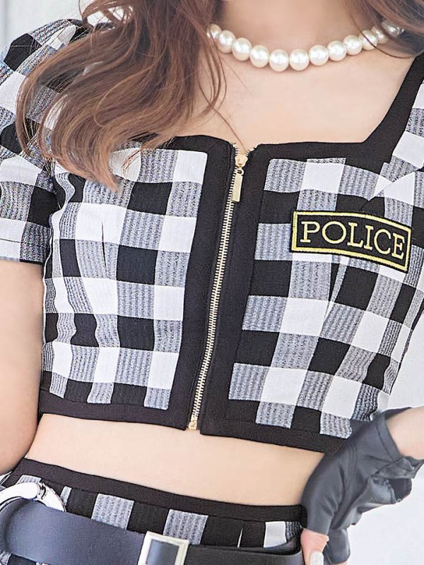 画像8: 【SALE!!】【ハロウィン】 ギンガムセットアップポリス 【コスプレ5点セット】【XS-Mサイズ/1カラー】(HC206-SV)[OF01-B] (8)