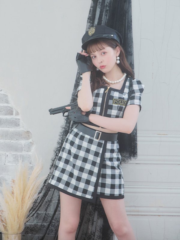 画像7: 【SALE!!】【ハロウィン】 ギンガムセットアップポリス 【コスプレ5点セット】【XS-Mサイズ/1カラー】(HC206-SV)[OF01-B] (7)