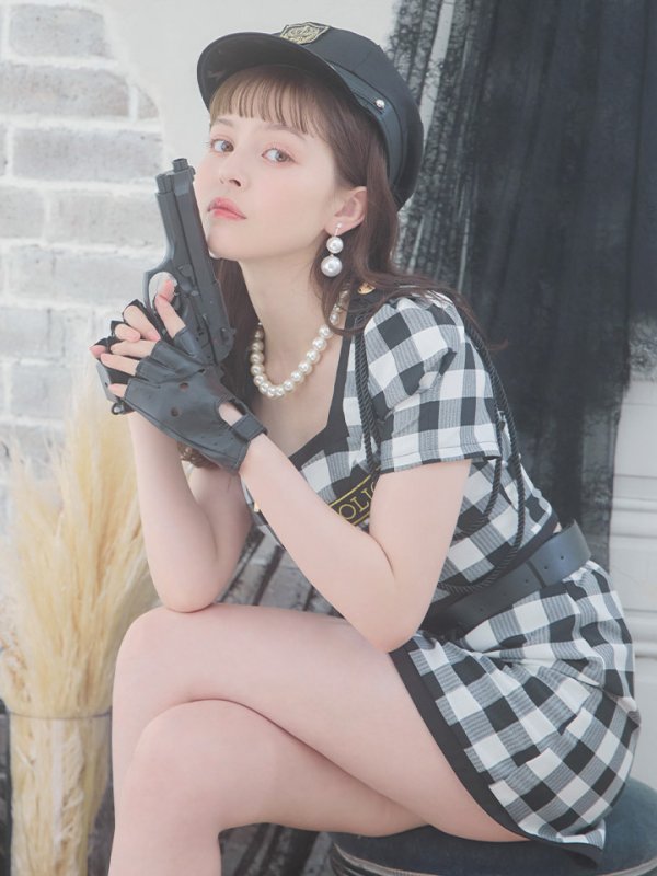 画像10: 【SALE!!】【ハロウィン】 ギンガムセットアップポリス 【コスプレ5点セット】【XS-Mサイズ/1カラー】(HC206-SV)[OF01-B] (10)