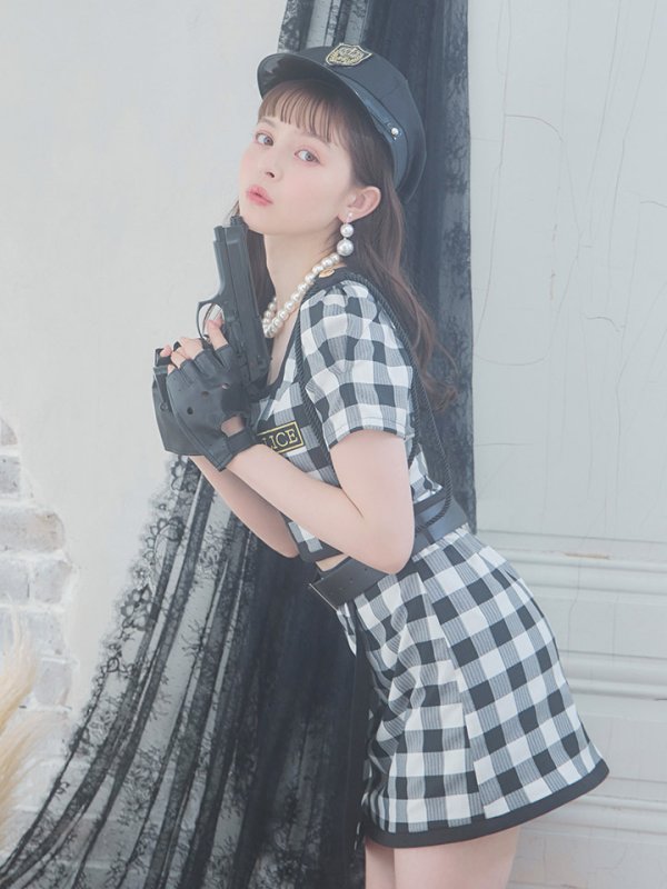 画像13: 【SALE!!】【ハロウィン】 ギンガムセットアップポリス 【コスプレ5点セット】【XS-Mサイズ/1カラー】(HC206-SV)[OF01-B] (13)