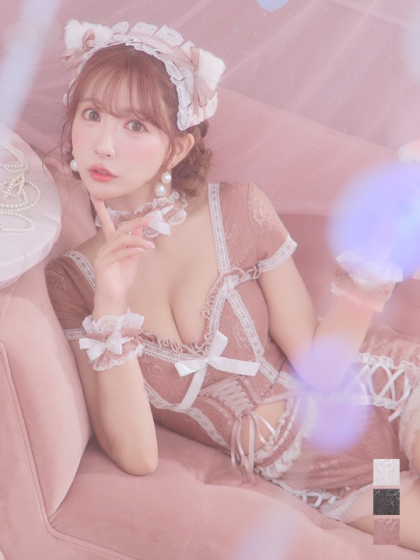 画像20: 【即日発送】【ハロウィン】コルセットレースキャット 【コスプレ6点セット】 【XS-Mサイズ/3カラー】[YMT] (20)