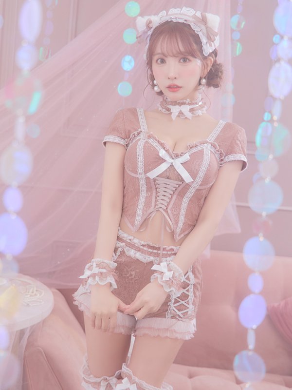 画像21: 【即日発送】【ハロウィン】コルセットレースキャット 【コスプレ6点セット】 【XS-Mサイズ/3カラー】[YMT] (21)