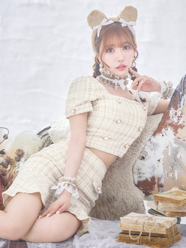 画像3: 【SALE!!】【即日発送】【ハロウィン】ツイードくまセットアップ/ベア 【コスプレ6点セット】 【XS-Mサイズ/1カラー】[HC03] (3)