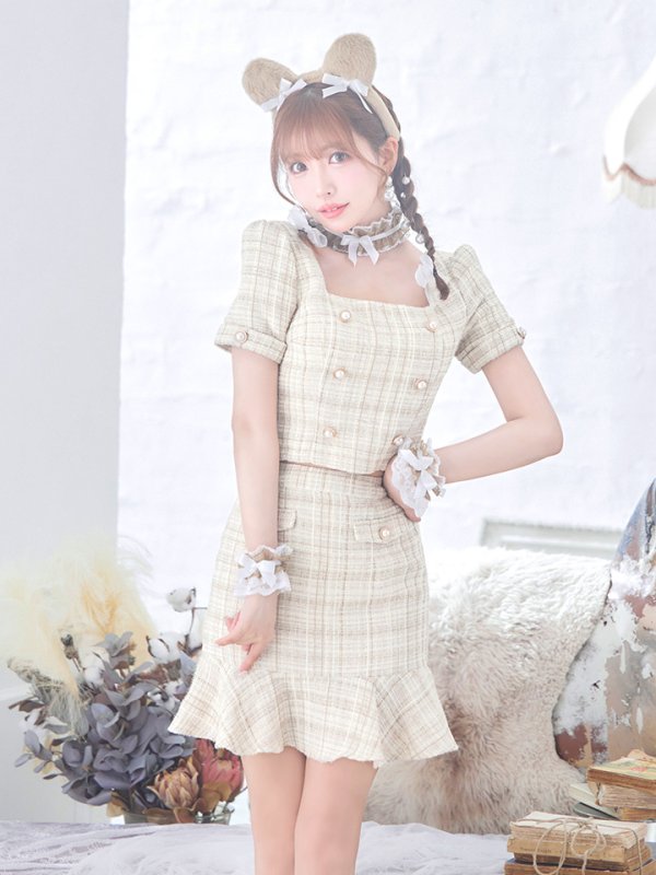 画像4: 【SALE!!】【即日発送】【ハロウィン】ツイードくまセットアップ/ベア 【コスプレ6点セット】 【XS-Mサイズ/1カラー】[HC03] (4)