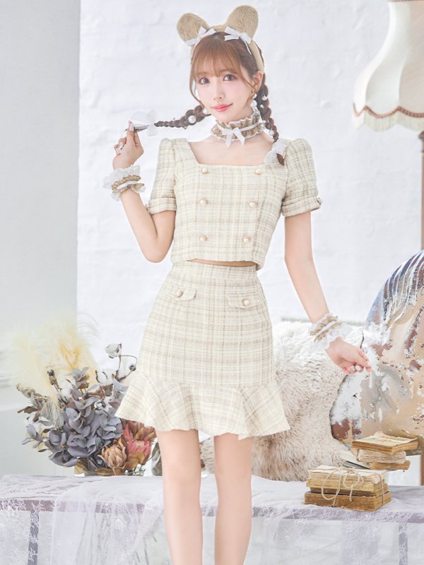 画像6: 【SALE!!】【即日発送】【ハロウィン】ツイードくまセットアップ/ベア 【コスプレ6点セット】 【XS-Mサイズ/1カラー】[HC03] (6)