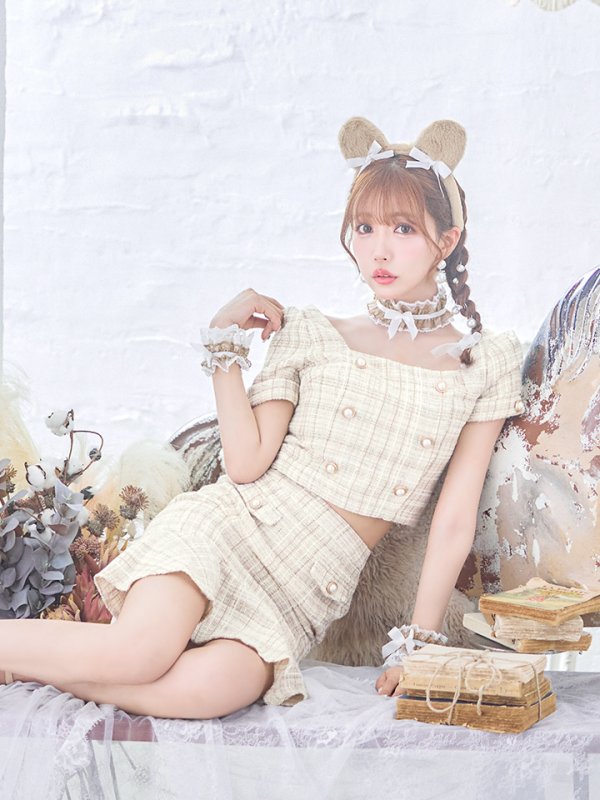 画像9: 【SALE!!】【即日発送】【ハロウィン】ツイードくまセットアップ/ベア 【コスプレ6点セット】 【XS-Mサイズ/1カラー】[HC03] (9)