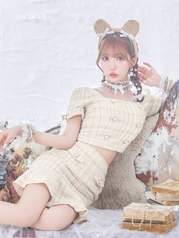 画像12: 【SALE!!】【即日発送】【ハロウィン】ツイードくまセットアップ/ベア 【コスプレ6点セット】 【XS-Mサイズ/1カラー】[HC03] (12)