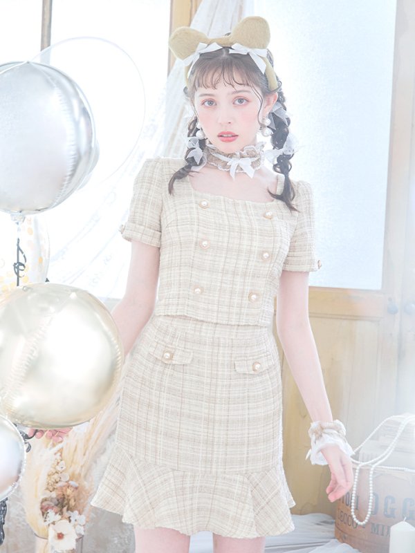 画像4: 【SALE!!】【即日発送】【ハロウィン】ツイードくまセットアップ/ベア 【コスプレ6点セット】 【XS-Mサイズ/1カラー】[OF04] (4)