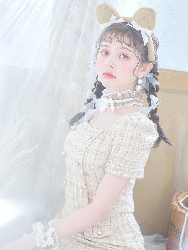 画像7: 【SALE!!】【即日発送】【ハロウィン】ツイードくまセットアップ/ベア 【コスプレ6点セット】 【XS-Mサイズ/1カラー】[OF04] (7)