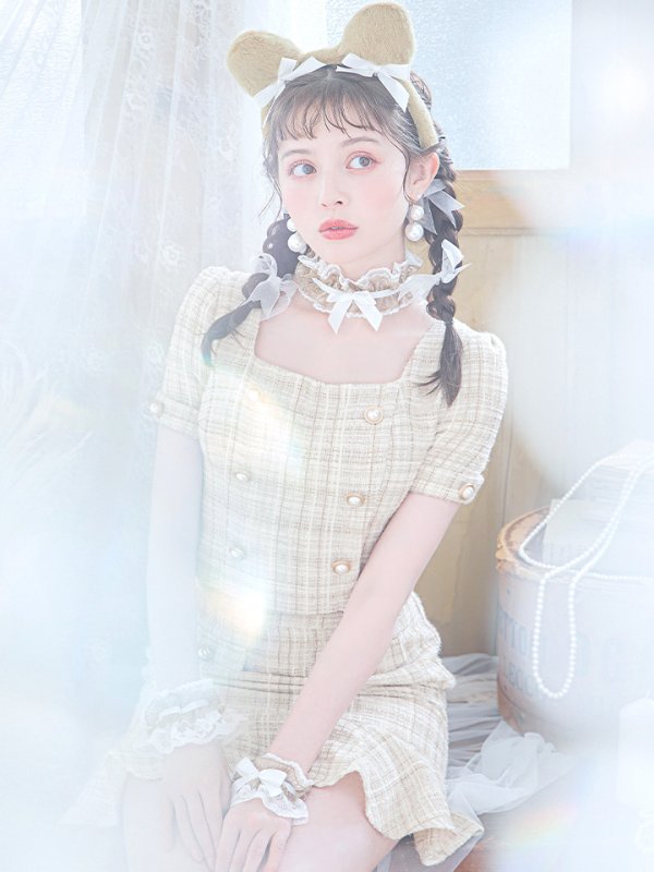 画像9: 【SALE!!】【即日発送】【ハロウィン】ツイードくまセットアップ/ベア 【コスプレ6点セット】 【XS-Mサイズ/1カラー】[OF04] (9)