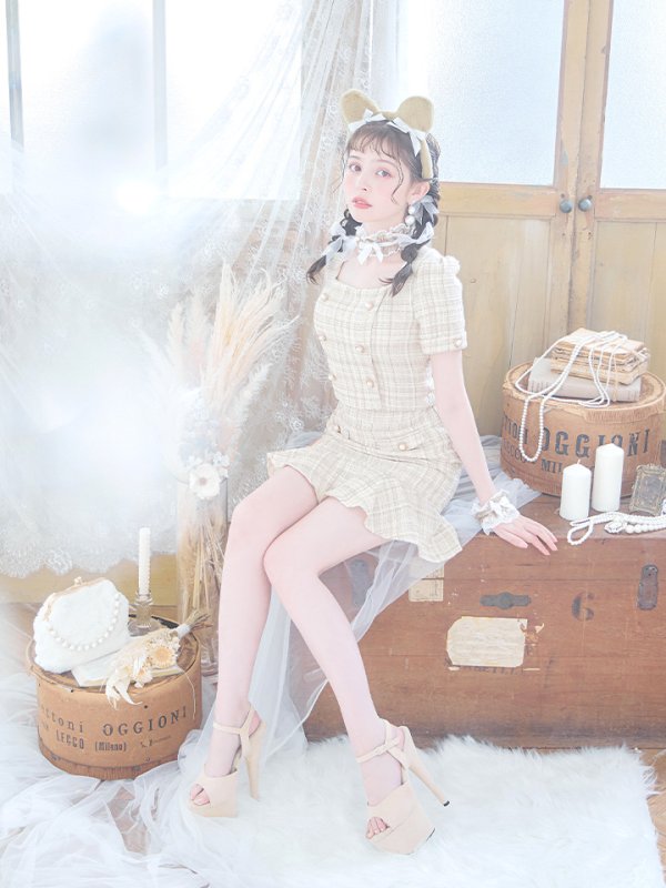 画像11: 【SALE!!】【即日発送】【ハロウィン】ツイードくまセットアップ/ベア 【コスプレ6点セット】 【XS-Mサイズ/1カラー】[OF04] (11)