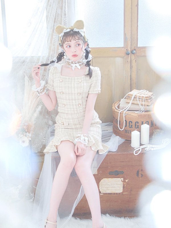 画像12: 【SALE!!】【即日発送】【ハロウィン】ツイードくまセットアップ/ベア 【コスプレ6点セット】 【XS-Mサイズ/1カラー】[OF04] (12)