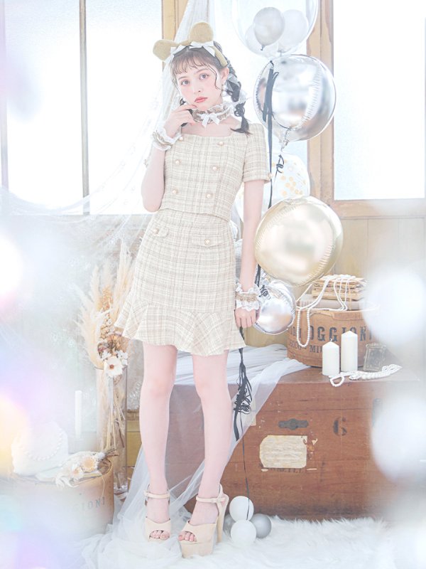 画像13: 【SALE!!】【即日発送】【ハロウィン】ツイードくまセットアップ/ベア 【コスプレ6点セット】 【XS-Mサイズ/1カラー】[OF04] (13)