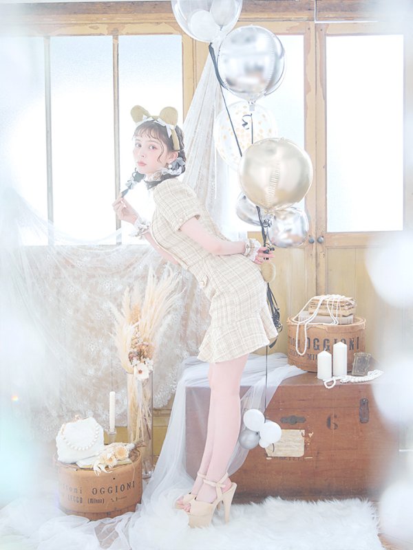 画像14: 【SALE!!】【即日発送】【ハロウィン】ツイードくまセットアップ/ベア 【コスプレ6点セット】 【XS-Mサイズ/1カラー】[OF04] (14)