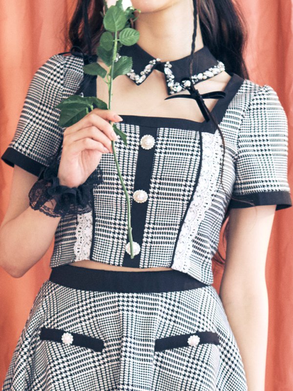 画像4: 【SALE!!】【即日発送】【ハロウィン】【LARME/ラルム掲載】 グレンチェックセットアップバニー 【コスプレ6点セット】【XS-Mサイズ/1カラー】[OF01] (4)