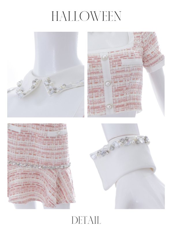 画像10: 【SALE!!】【即日発送】【ハロウィン】【LARME/ラルム掲載】 ツイードセットアップバニー【コスプレ6点セット】【XS-Mサイズ/1カラー】[OF01] (10)