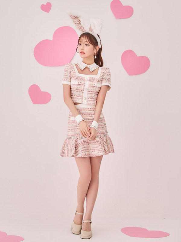 画像3: 【SALE!!】【即日発送】【ハロウィン】 ツイードセットアップバニー【コスプレ6点セット】【XS-Mサイズ/1カラー】[HC03] (3)