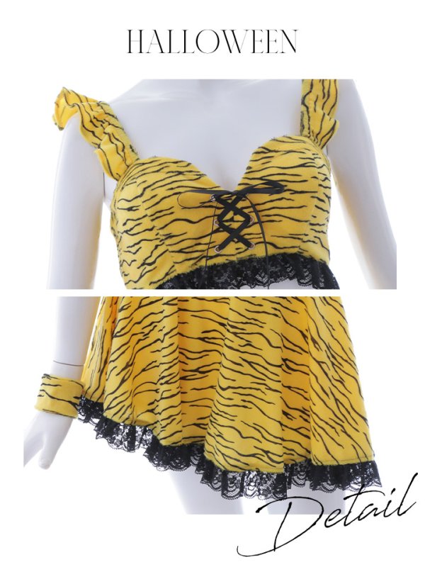 画像19: 【即日発送】【ハロウィン】セットアップフレアスカート鬼コスプレ【コスプレ6点セット】【S-Mサイズ/1カラー】[OF01] (19)