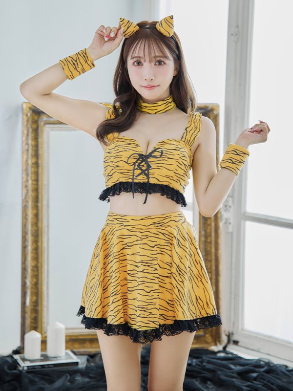 画像4: 【即日発送】【ハロウィン】セットアップフレアスカート鬼コスプレ【コスプレ6点セット】【S-Mサイズ/1カラー】[OF01] (4)