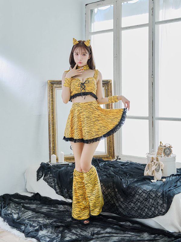 画像6: 【即日発送】【ハロウィン】セットアップフレアスカート鬼コスプレ【コスプレ6点セット】【S-Mサイズ/1カラー】[OF01] (6)