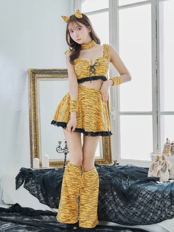 画像9: 【即日発送】【ハロウィン】セットアップフレアスカート鬼コスプレ【コスプレ6点セット】【S-Mサイズ/1カラー】[OF01] (9)