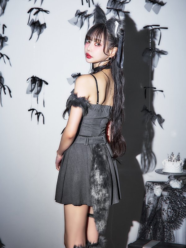 画像12: 【ハロウィン】レースアップオオカミセットアップ 【コスプレ8点セット】[OF04] (12)