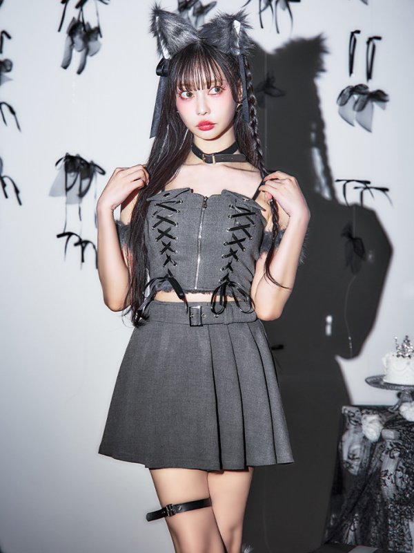 画像13: 【ハロウィン】レースアップオオカミセットアップ 【コスプレ8点セット】[OF04] (13)