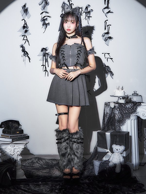 画像14: 【ハロウィン】レースアップオオカミセットアップ 【コスプレ8点セット】[OF04] (14)