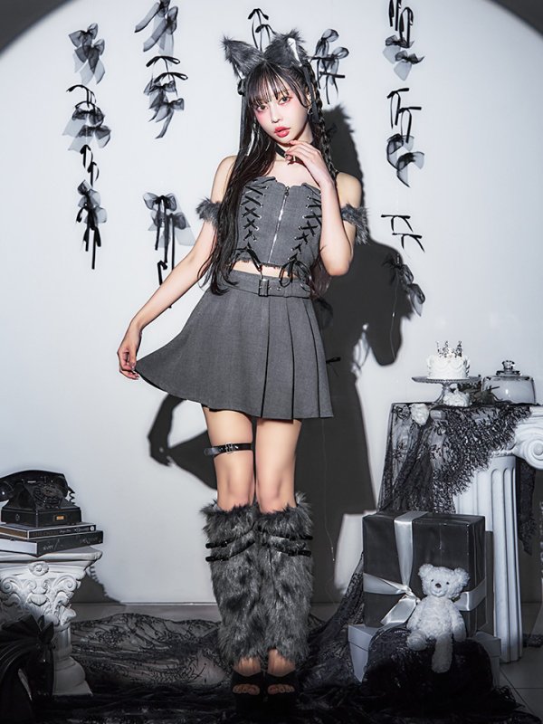 画像16: 【ハロウィン】レースアップオオカミセットアップ 【コスプレ8点セット】[OF04] (16)