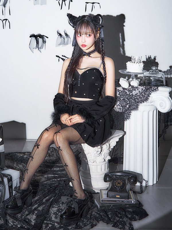 画像7: 【即日発送！】【ハロウィン】ビジューブラックキャットセットアップ 【コスプレ7点セット】[HC03] (7)