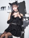画像9: 【即日発送！】【ハロウィン】ビジューブラックキャットセットアップ 【コスプレ7点セット】[HC03] (9)