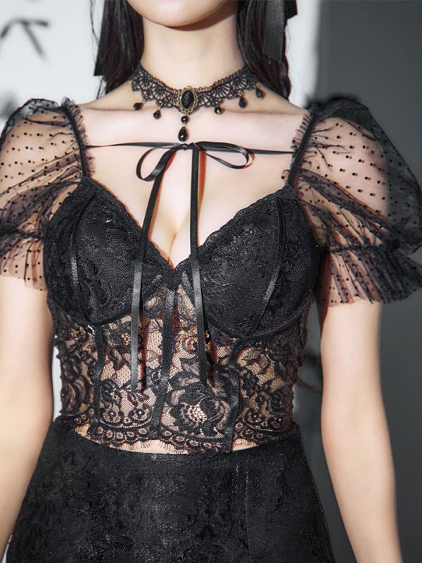 画像16: 【即日発送！】【ハロウィン】セクシーレースバニー半袖セットアップ 【コスプレ7点セット】[HC03] (16)