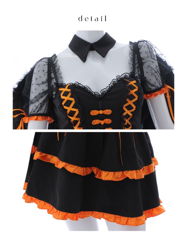 画像5: 【SALE!!】【ハロウィン】レースアップデビルスカートセットアップ 【コスプレ6点セット】[OF04-H] (5)
