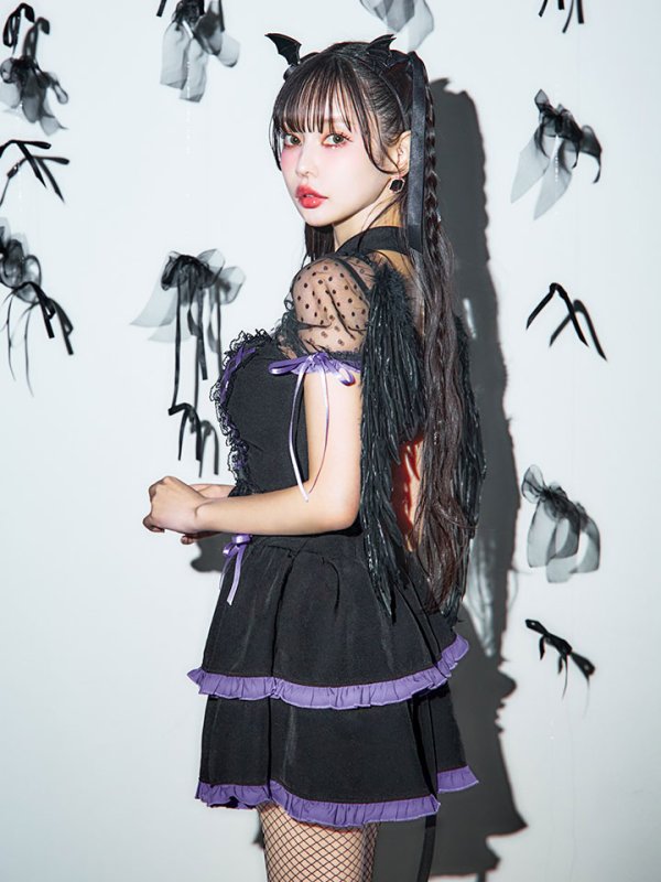 画像23: 【SALE!!】【ハロウィン】レースアップデビルスカートセットアップ 【コスプレ6点セット】[OF04-H] (23)