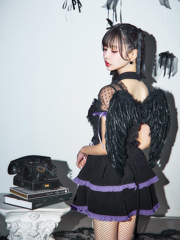 画像15: 【SALE!!】【ハロウィン】レースアップデビルスカートセットアップ 【コスプレ6点セット】[OF04-H] (15)