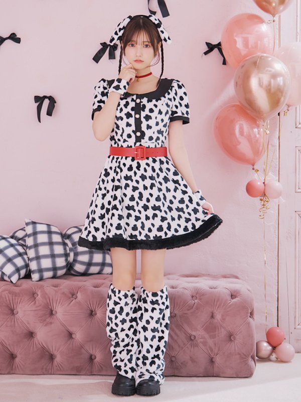 画像10: 【即日発送！】【ハロウィン】ダルメシアンミニフレアワンピース 【コスプレ5点セット】 【S-XLサイズ/1カラー】[HC03] (10)