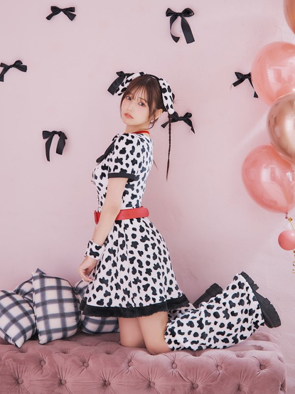 画像13: 【即日発送！】【ハロウィン】ダルメシアンミニフレアワンピース 【コスプレ5点セット】 【S-XLサイズ/1カラー】[HC03] (13)