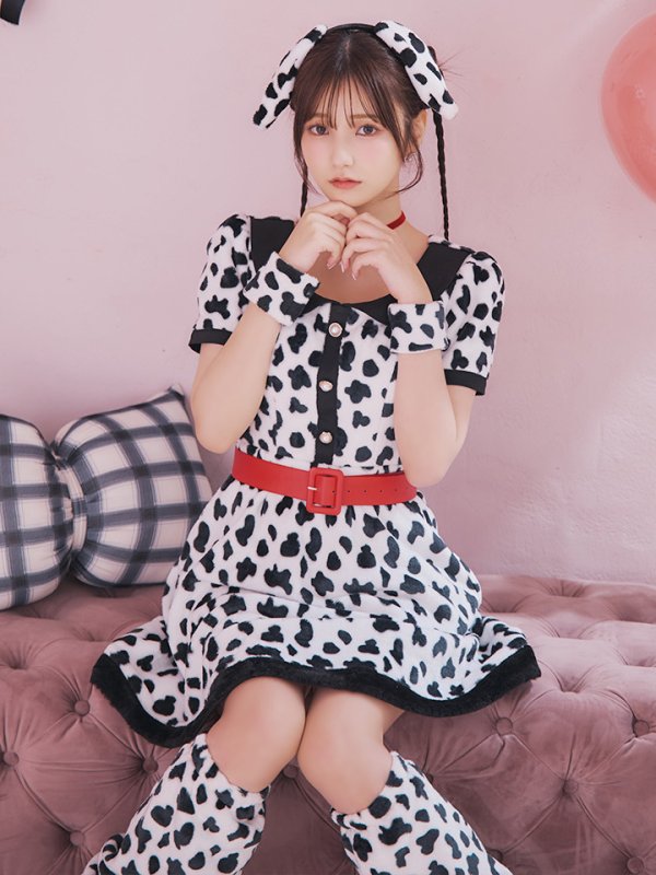 画像15: 【即日発送！】【ハロウィン】ダルメシアンミニフレアワンピース 【コスプレ5点セット】 【S-XLサイズ/1カラー】[HC03] (15)