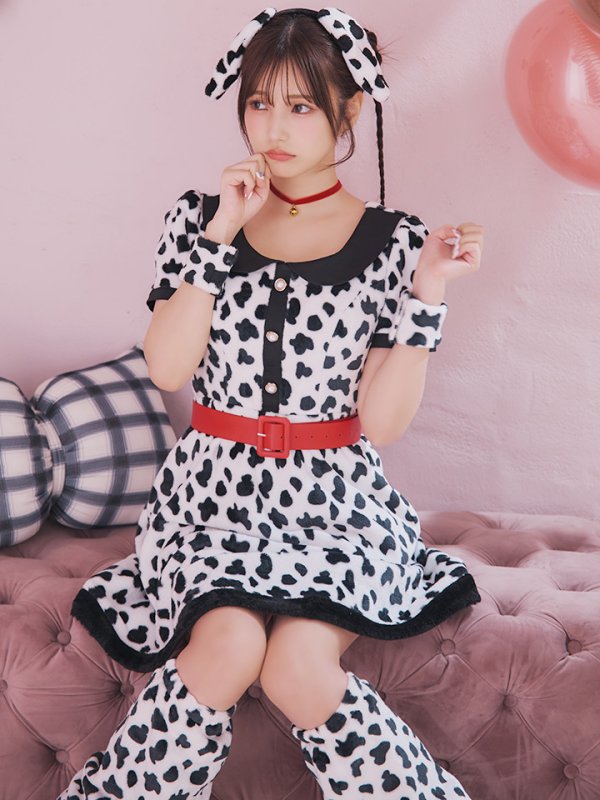 画像3: 【即日発送！】【ハロウィン】ダルメシアンミニフレアワンピース 【コスプレ5点セット】 【S-XLサイズ/1カラー】[HC03] (3)