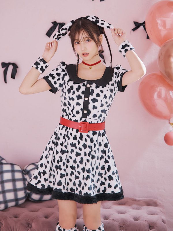 画像5: 【即日発送！】【ハロウィン】ダルメシアンミニフレアワンピース 【コスプレ5点セット】 【S-XLサイズ/1カラー】[HC03] (5)