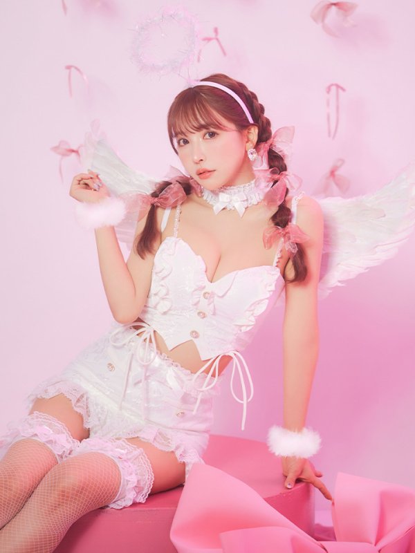 画像2: 【即日発送】【ハロウィン】セクシーエンジェルセットアップ 【コスプレ7点セット】[HC03-H] (2)