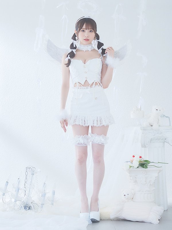 画像4: 【即日発送】【ハロウィン】セクシーエンジェルセットアップ 【コスプレ7点セット】【XS-Mサイズ/1カラー】[OF04-H] (4)