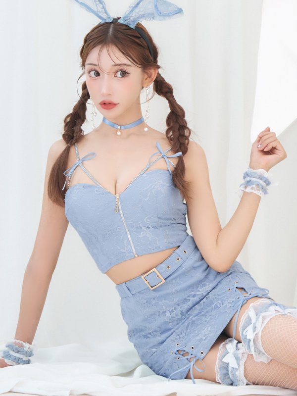 画像6: 【即日発送！】【ハロウィン】レースリボンバニータイトミニセットアップ 【コスプレ8点セット】 【XS-Lサイズ/3カラー】[YMT] (6)