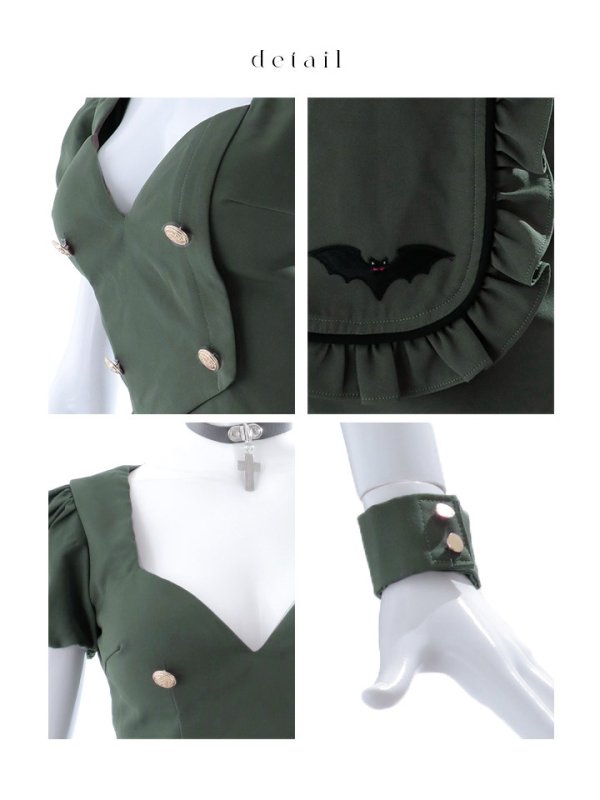 画像17: 【SALE!!】【即日発送！】【ハロウィン】 蝙蝠メイドミニセットアップ 【コスプレ7点セット】 【XS-Mサイズ/2カラー】[OF04] (17)