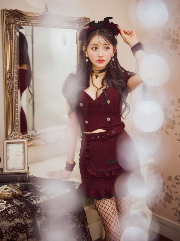 画像11: 【SALE!!】【即日発送！】【ハロウィン】 蝙蝠メイドミニセットアップ 【コスプレ7点セット】 【XS-Mサイズ/2カラー】[OF04] (11)