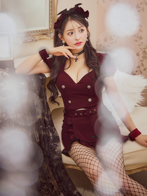 画像5: 【SALE!!】【即日発送！】【ハロウィン】 蝙蝠メイドミニセットアップ 【コスプレ7点セット】 【XS-Mサイズ/2カラー】[OF04] (5)