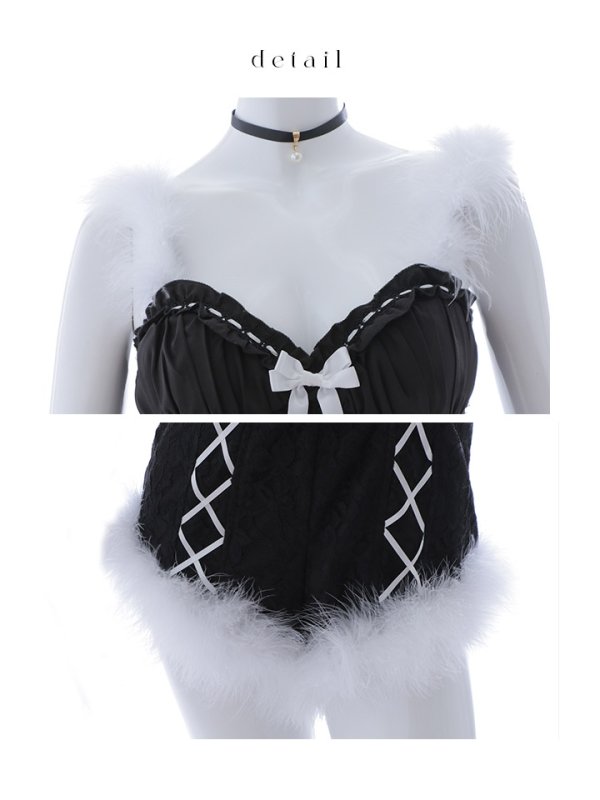 画像28: 【ハロウィン】 ファーキャミレースバニーガール 【コスプレ6点セット】 【XS-Mサイズ/2カラー】[OF04] (28)