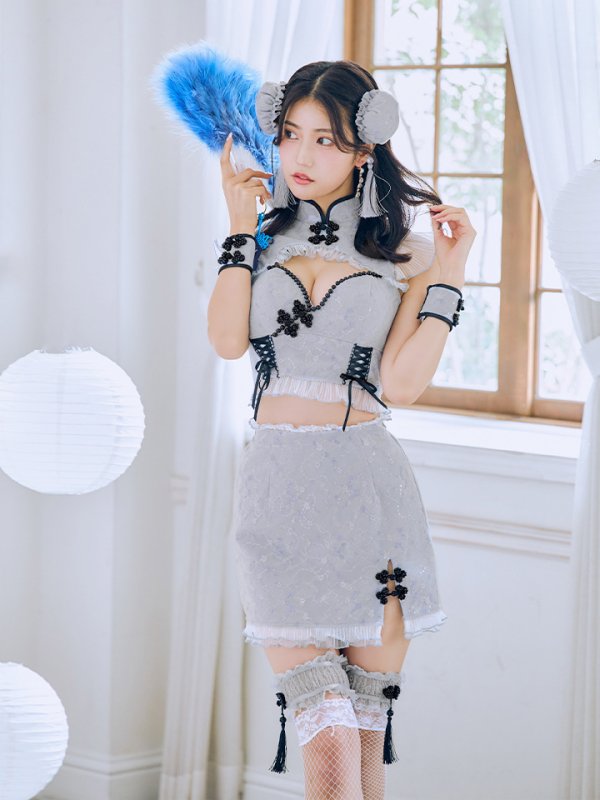 画像9: 【SALE!!】【即日発送！】【ハロウィン】 レースチャイナセットアップ 【コスプレ5点セット】【XS-Lサイズ】(SE01YN)[OF04] (9)