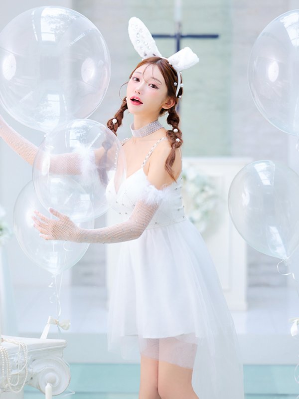 画像7: 【ハロウィン】 バニービジューフレアワンピース 【コスプレ5点セット】 【XS-Mサイズ/2カラー】[OF04] (7)