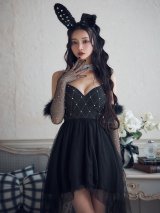 【美品】JEWELS パステルチャイナミニ　セットアップ　ペールブルー Angel R/エンジェルアール】ホルターネック バストメッシュ